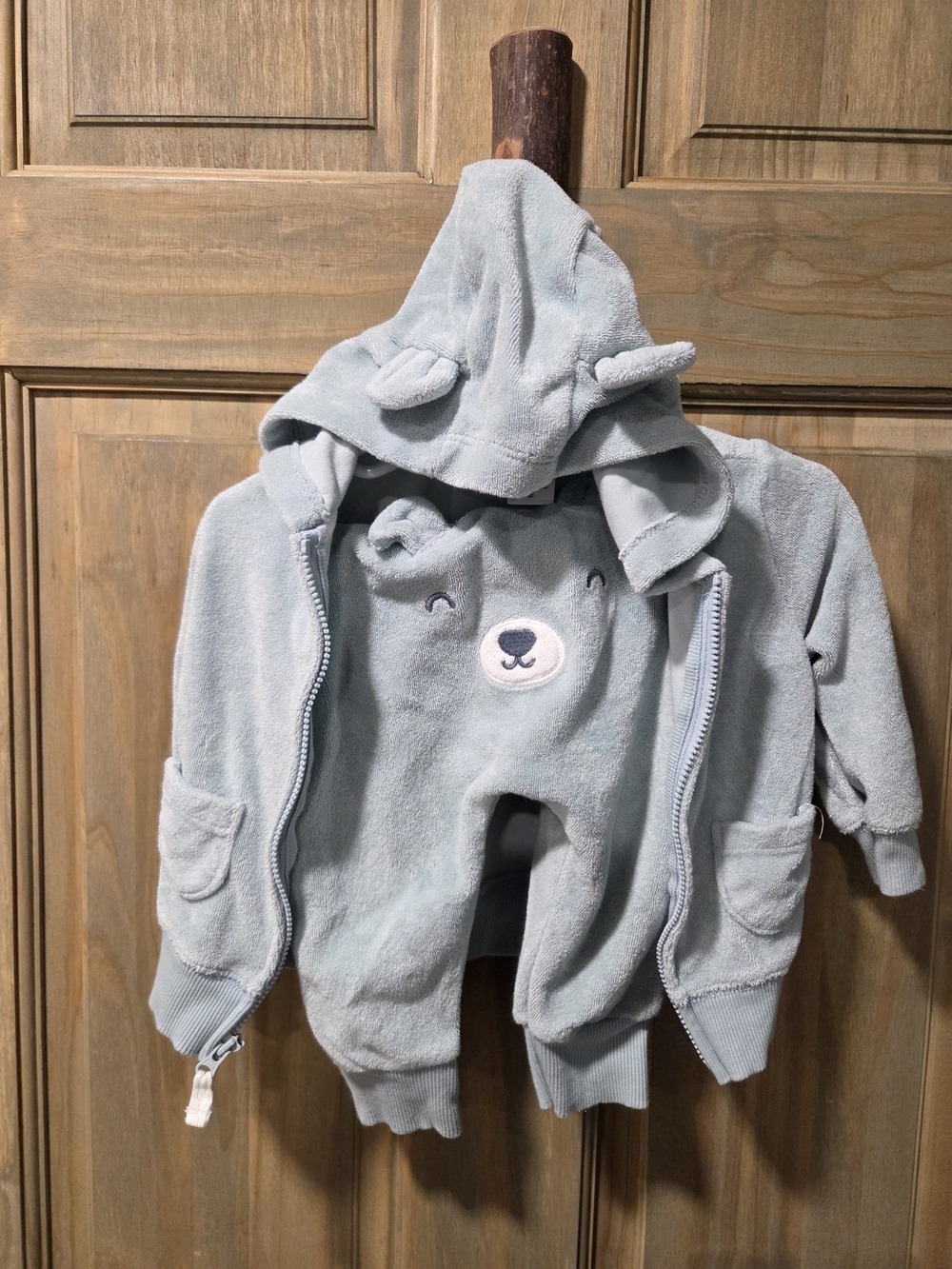 Carter's Blue Bear Zip Up With Ears And Cute Bum